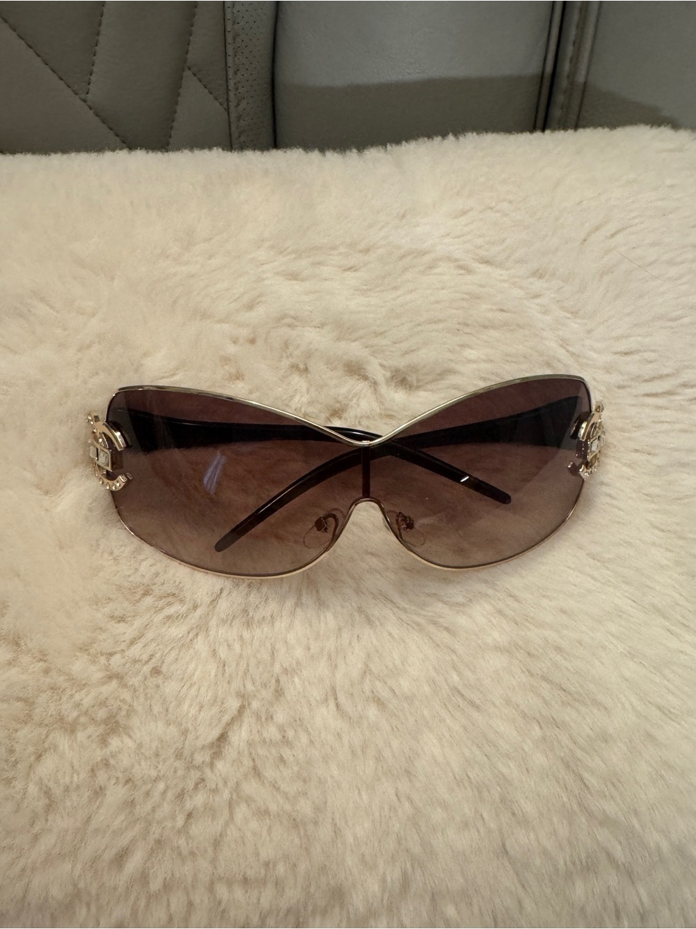 Luxury Y2K Shield Sunglasses with Gold Accents